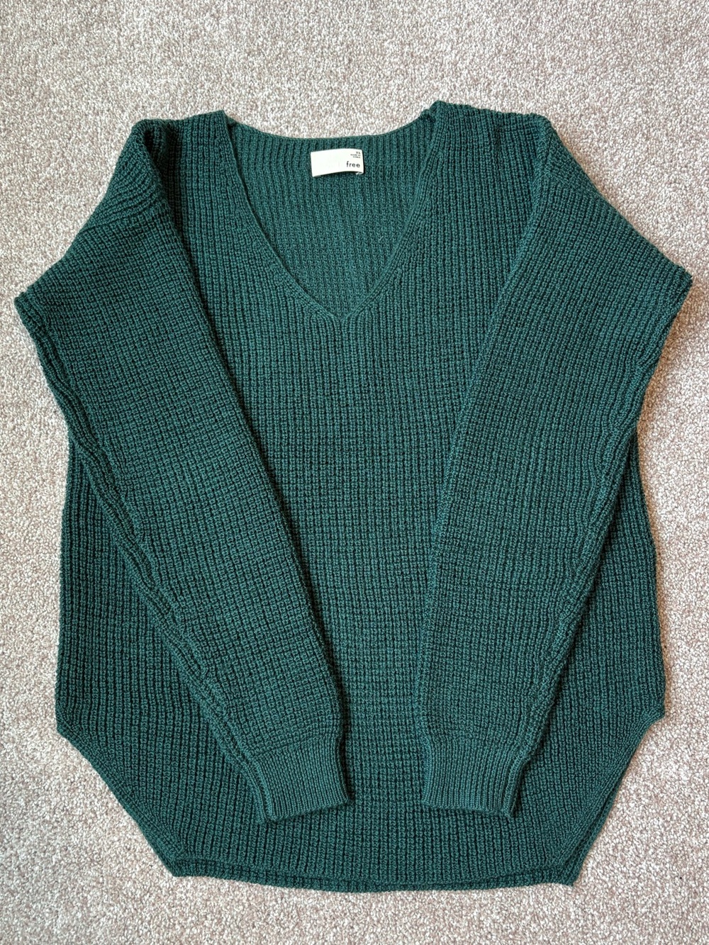 Wilfred Free Deep Green V-Neck Ribbed Sweater